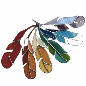 Large Stained Glass Feather minimalist art object  