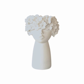 LARGE WHITE FLOWER FACE PLANTER 37X19CM decorative home ornament