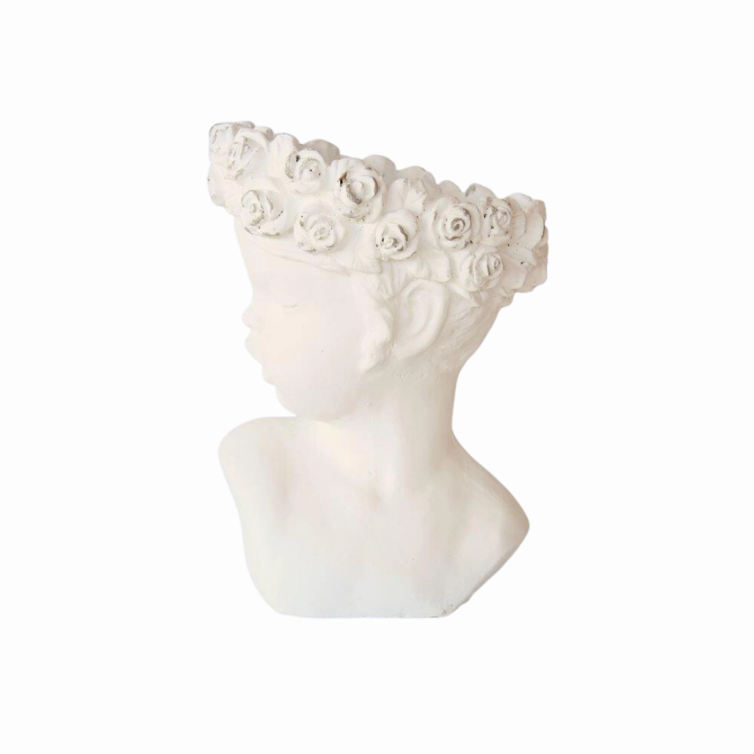 Large white planter looking sideways decorative home ornament