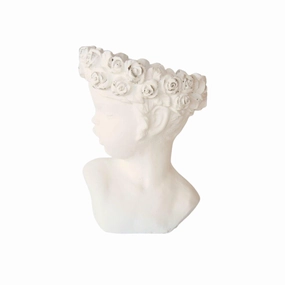 Large white planter looking sideways decorative home ornament