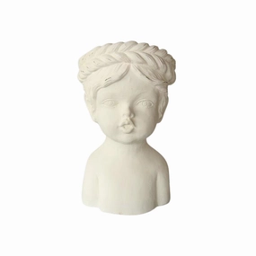 LARGE WHITE PLANTER PLAITED HAIR 37X20CM decorative home ornament