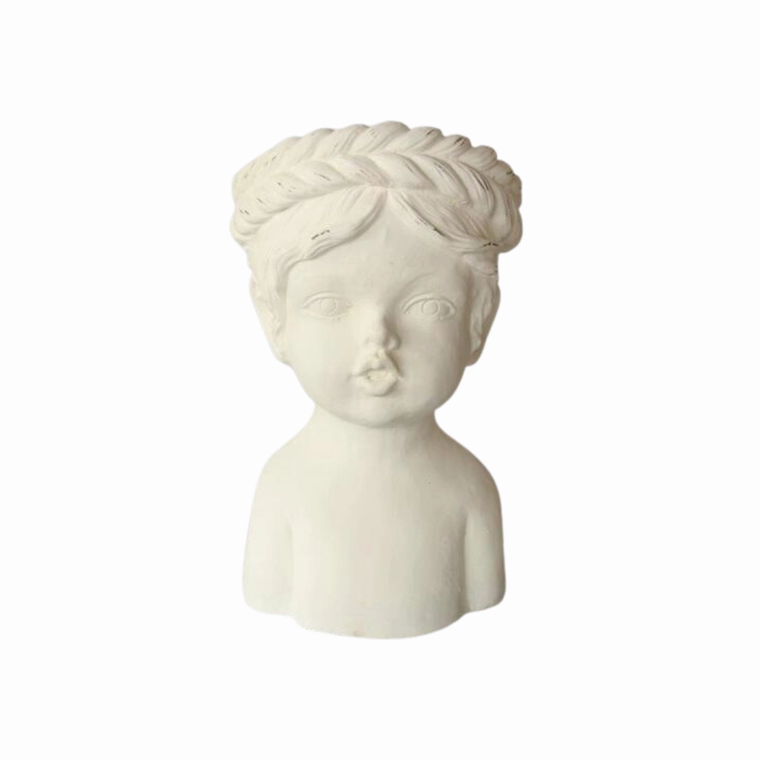 LARGE WHITE PLANTER PLAITED HAIR 37X20CM decorative home ornament