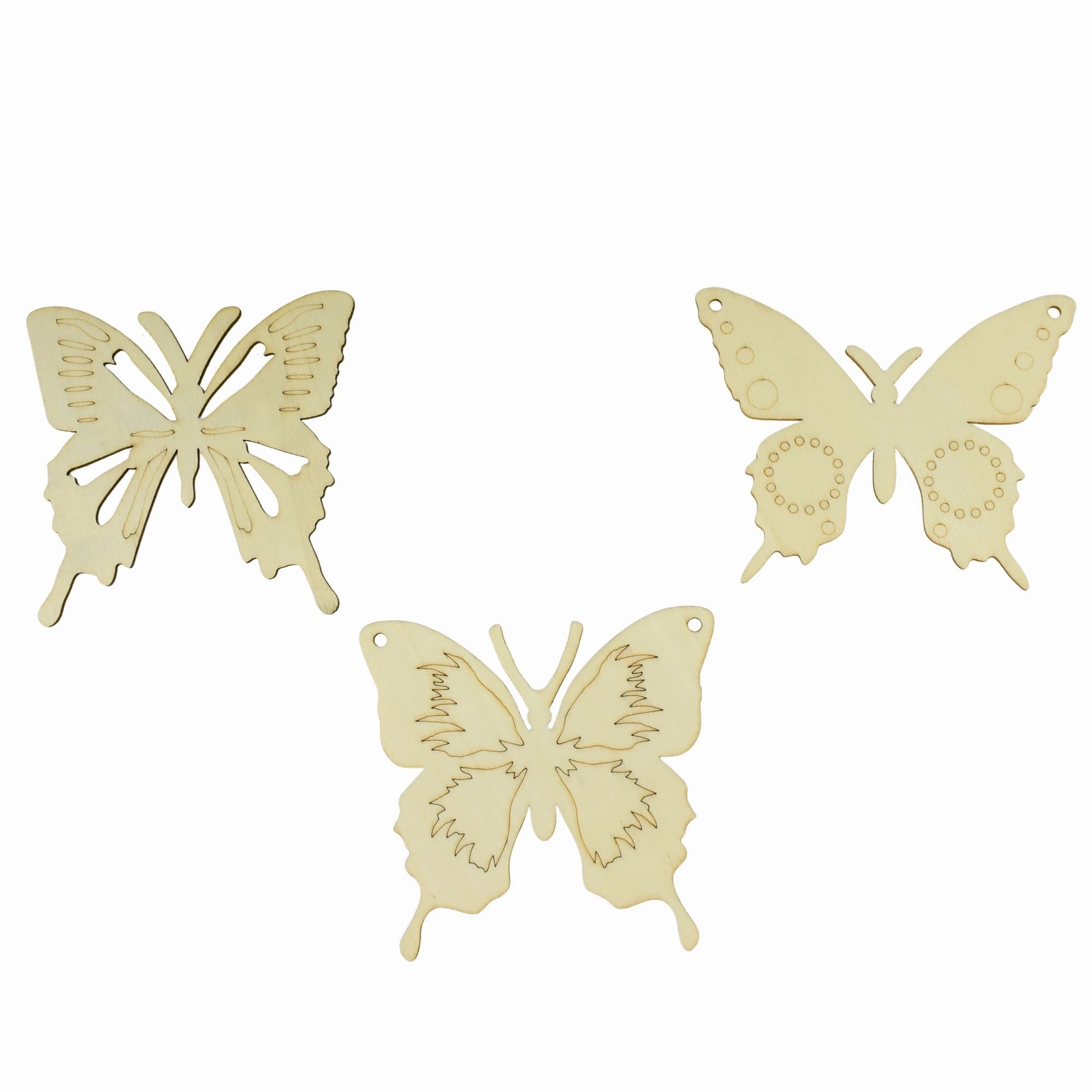Laser-cut Wooden Butterfly, 4-Inch, 3-Piece wooden room decoration