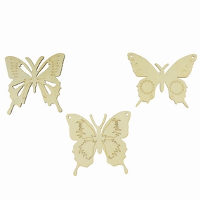 Laser-cut Wooden Butterfly, 4-Inch, 3-Piece wooden room decoration