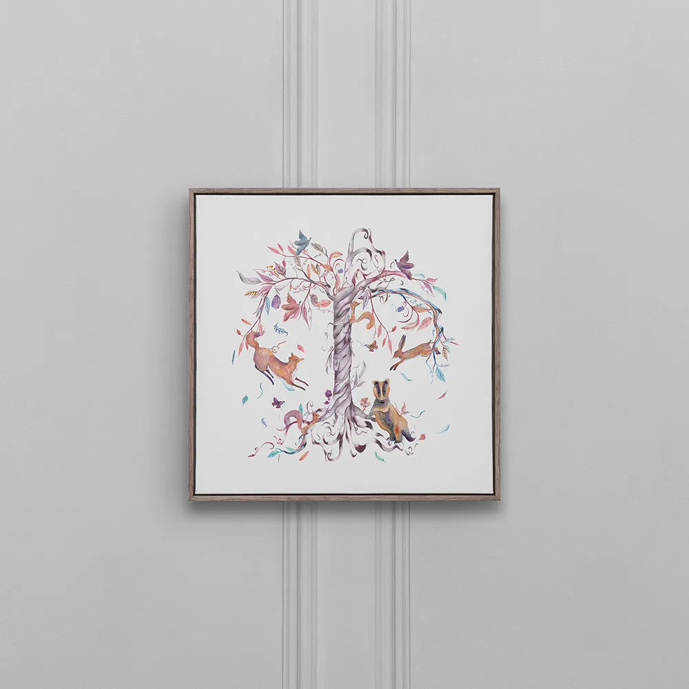 Leaping Into the Fauna Framed Canvas Stone