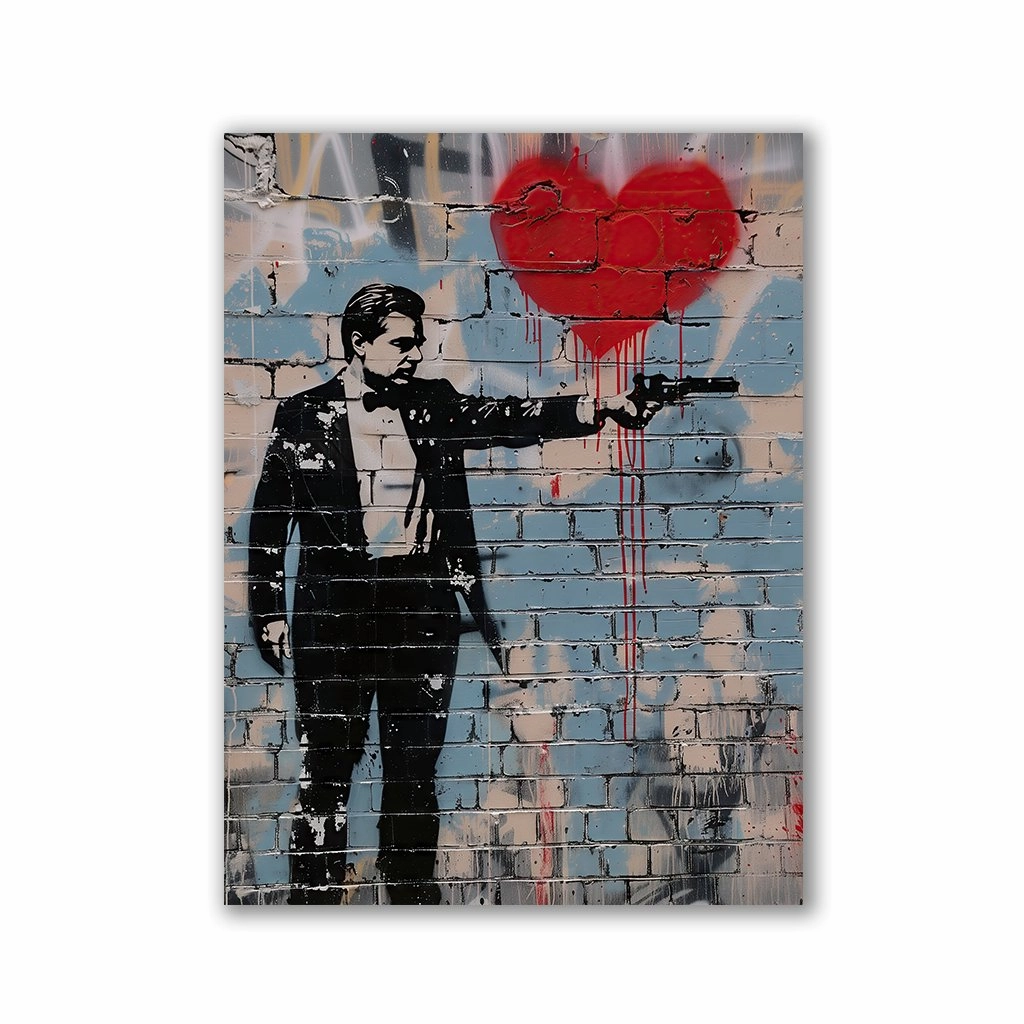 Leonardo De Caprio x Banksy by Daniel Decker framed mural artwork