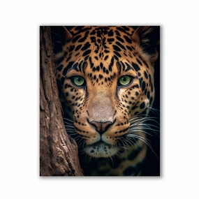 Leopard Hiding by Zenzdesign framed mural artwork