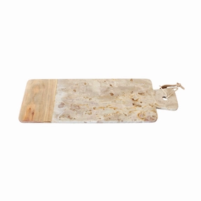 Leopard marble with wood 48X15cm decorative home ornament