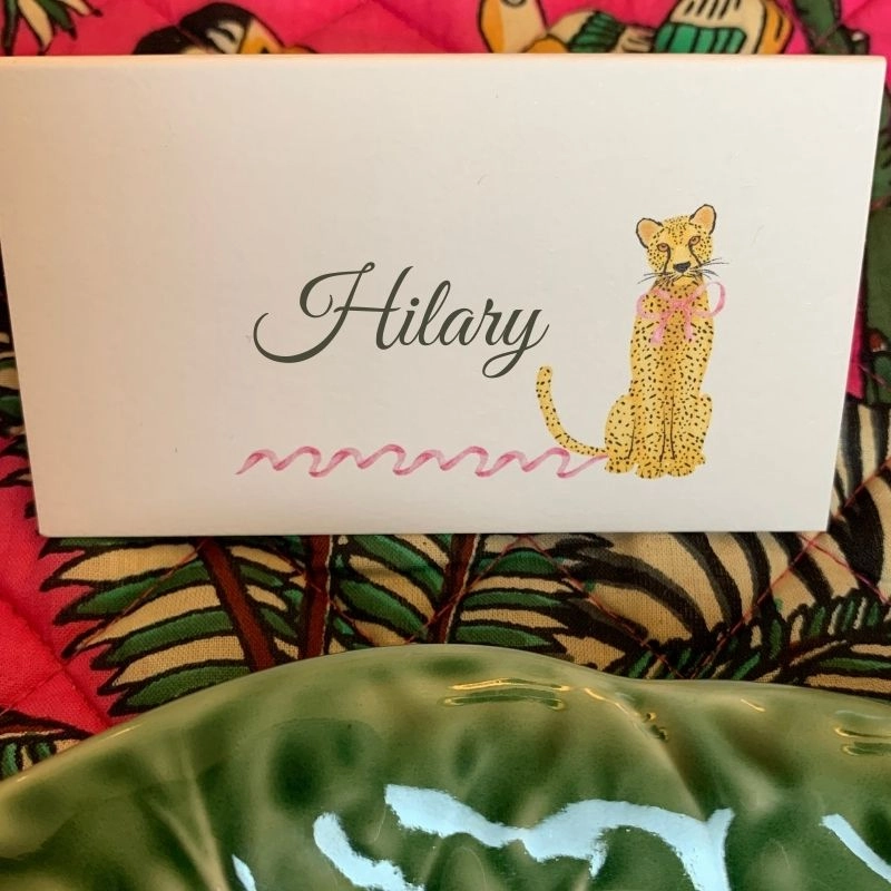 Leopard with Pink Bow Place Cards
