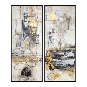 Life Scenes Hand Painted Canvases, S/2 artistic wall mural
