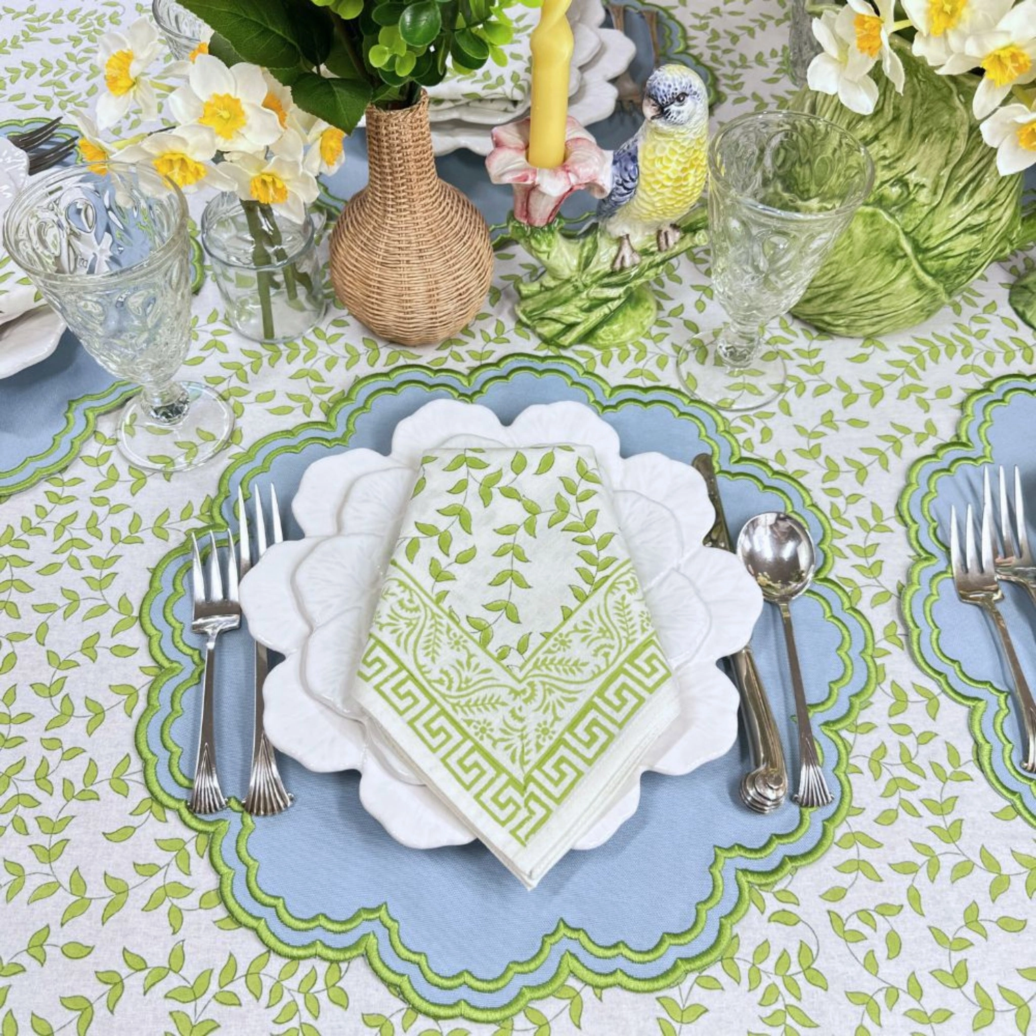 Light Green Leaves Napkin, Set of 4