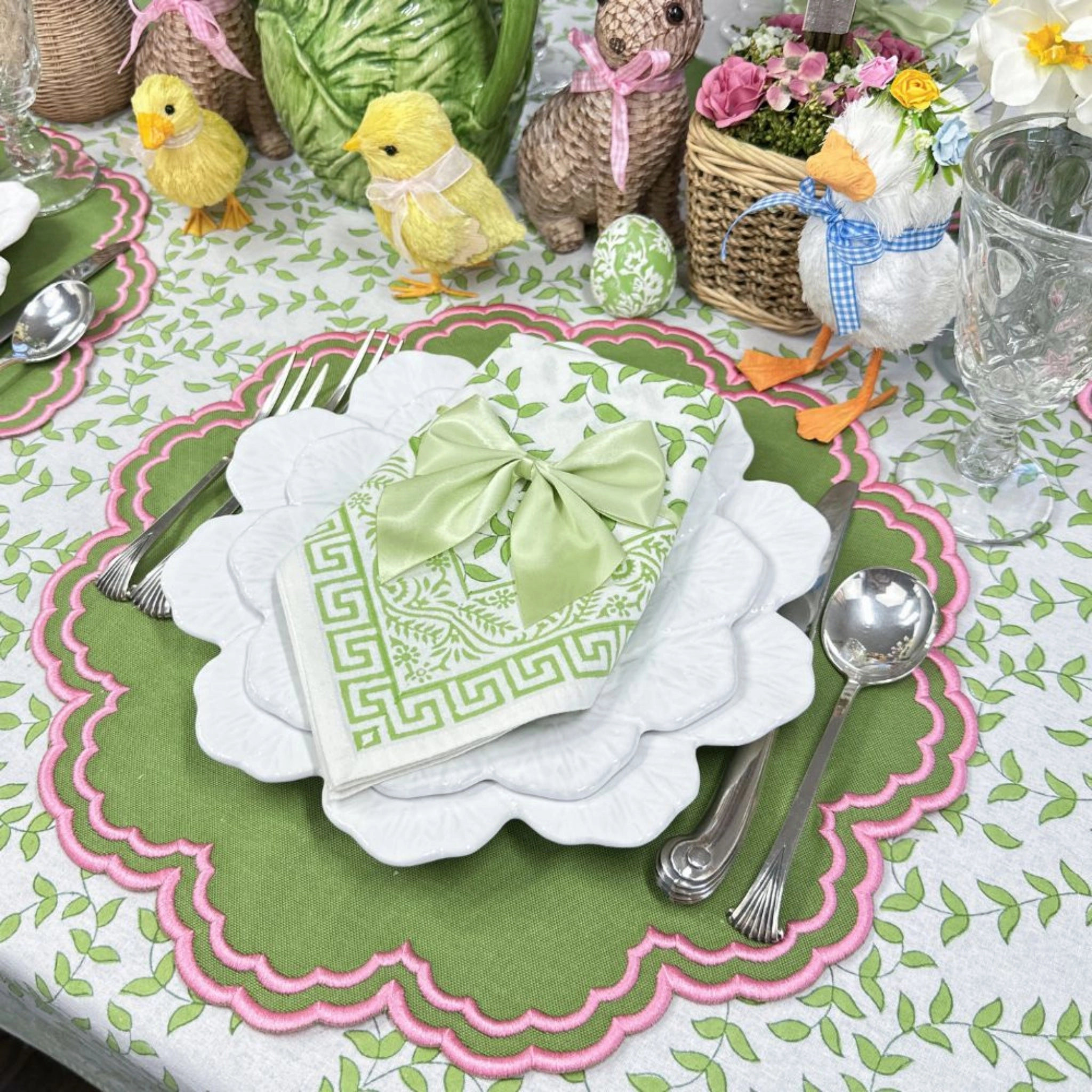 Light Green Leaves Napkin, Set of 4