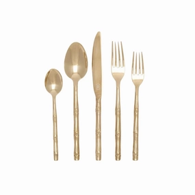 Liliana 5-Piece Bamboo Flatware Set in Polished Gold Finish mini desktop sculpture