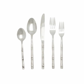 Liliana 5-Piece Bamboo Flatware Set in Polished Silver Finish mini desktop sculpture