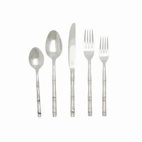 Liliana 5-Piece Bamboo Flatware Set in Polished Silver Finish cute desktop display
