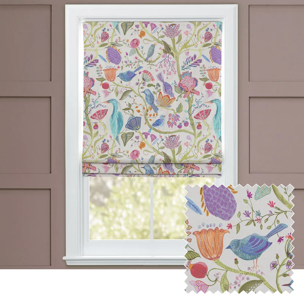 Lindu Printed Linen Made to Measure Roman Blinds Ecru chic floor carpet  