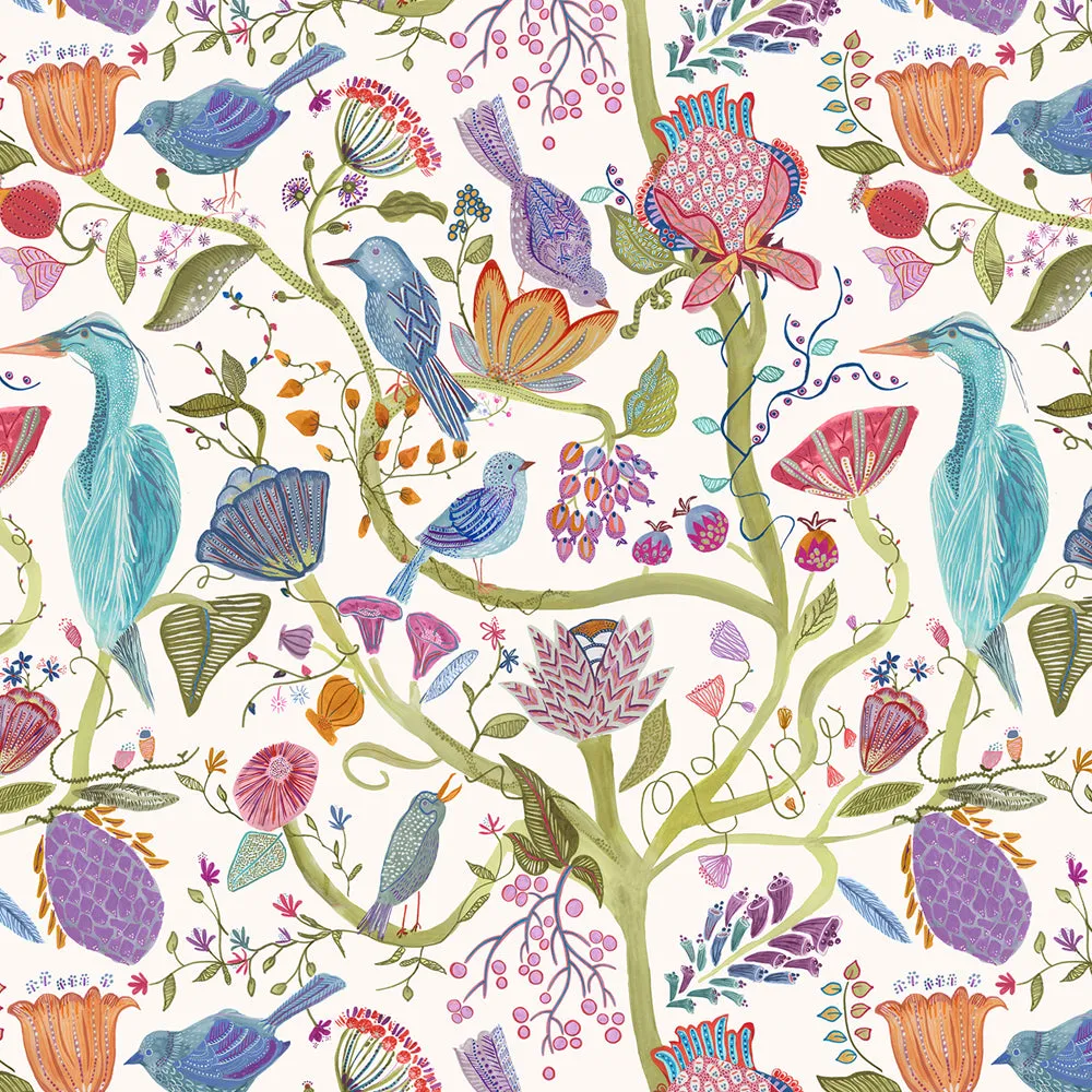Lindu Printed Made to Measure Curtains Ecru