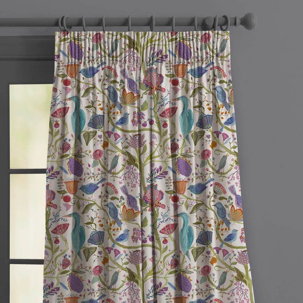 Lindu Printed Made to Measure Curtains Ecru