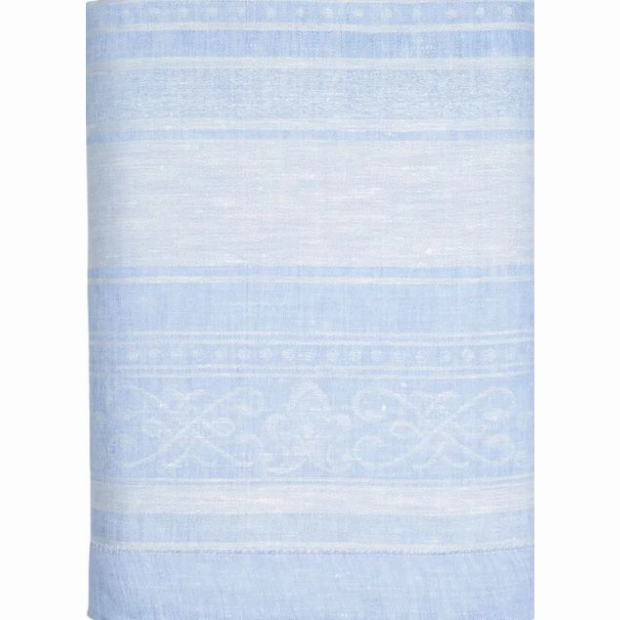 Linen Rectangular Astra Tablecloth, Ivory and Light Blue