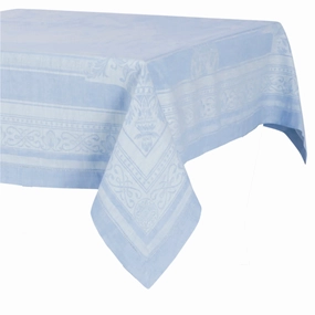 Linen Rectangular Astra Tablecloth, Ivory and Light Blue cute desktop display