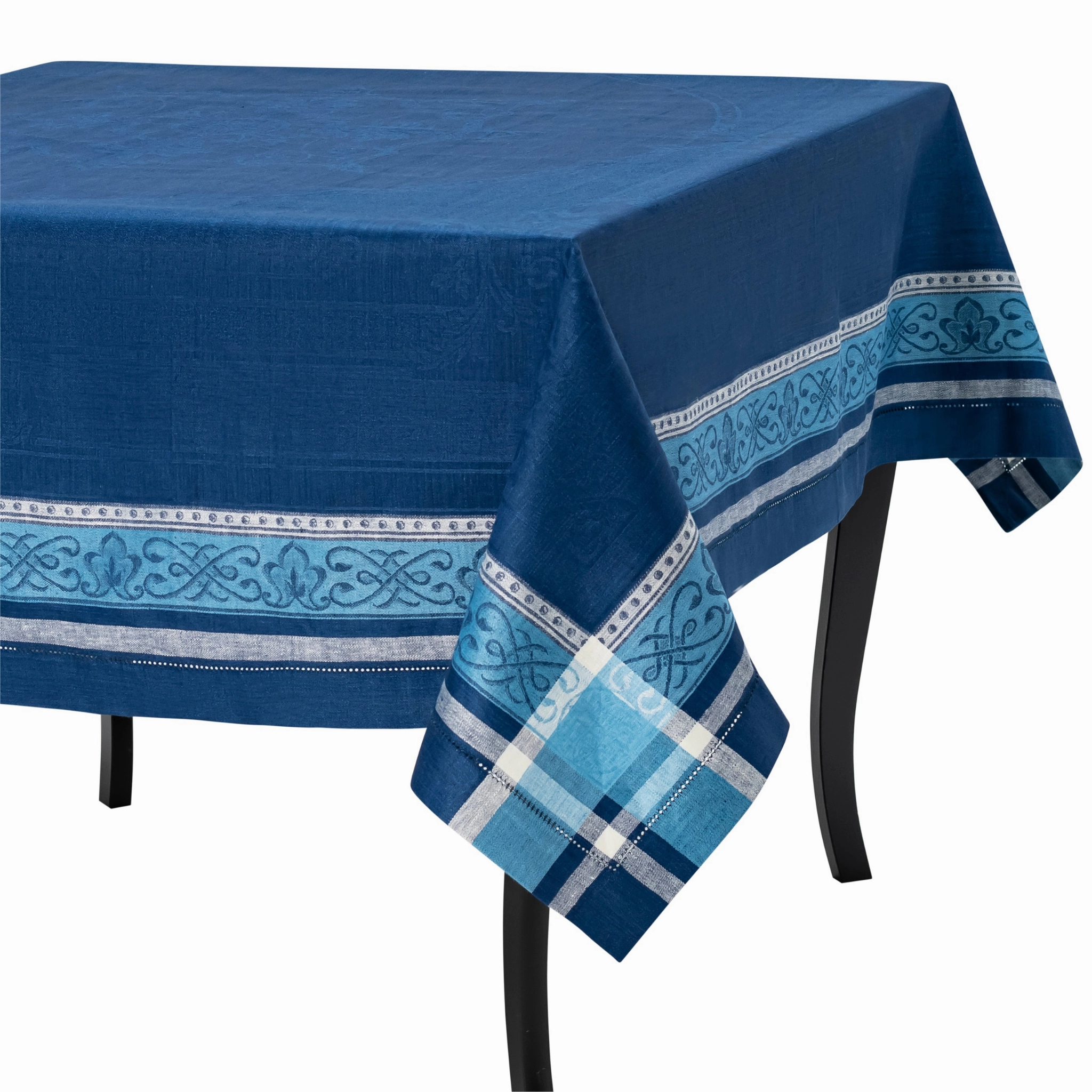 Linen Rectangular Astra Tablecloth, Shades of Blue