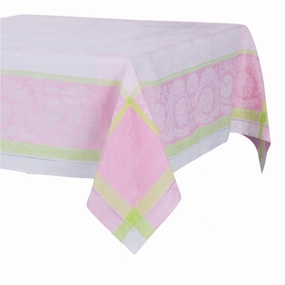 Linen Rectangular Cleopatra Tablecloth - Chartreuse, Rose, and Pale Lavender mini desktop sculpture