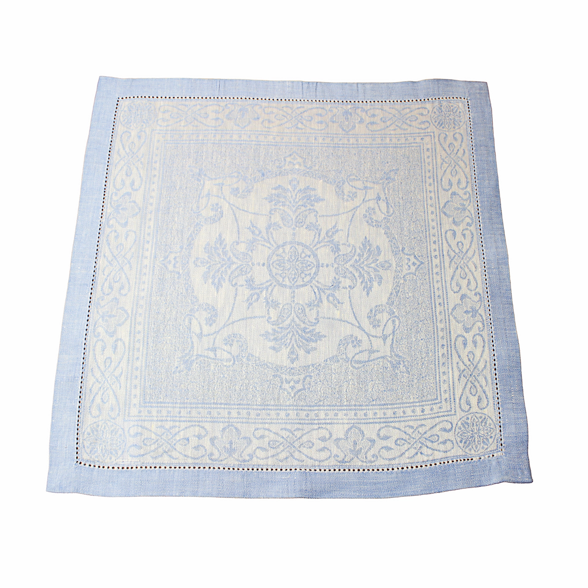 Linen Set of 6 Astra Napkins, Ivory and Light Blue