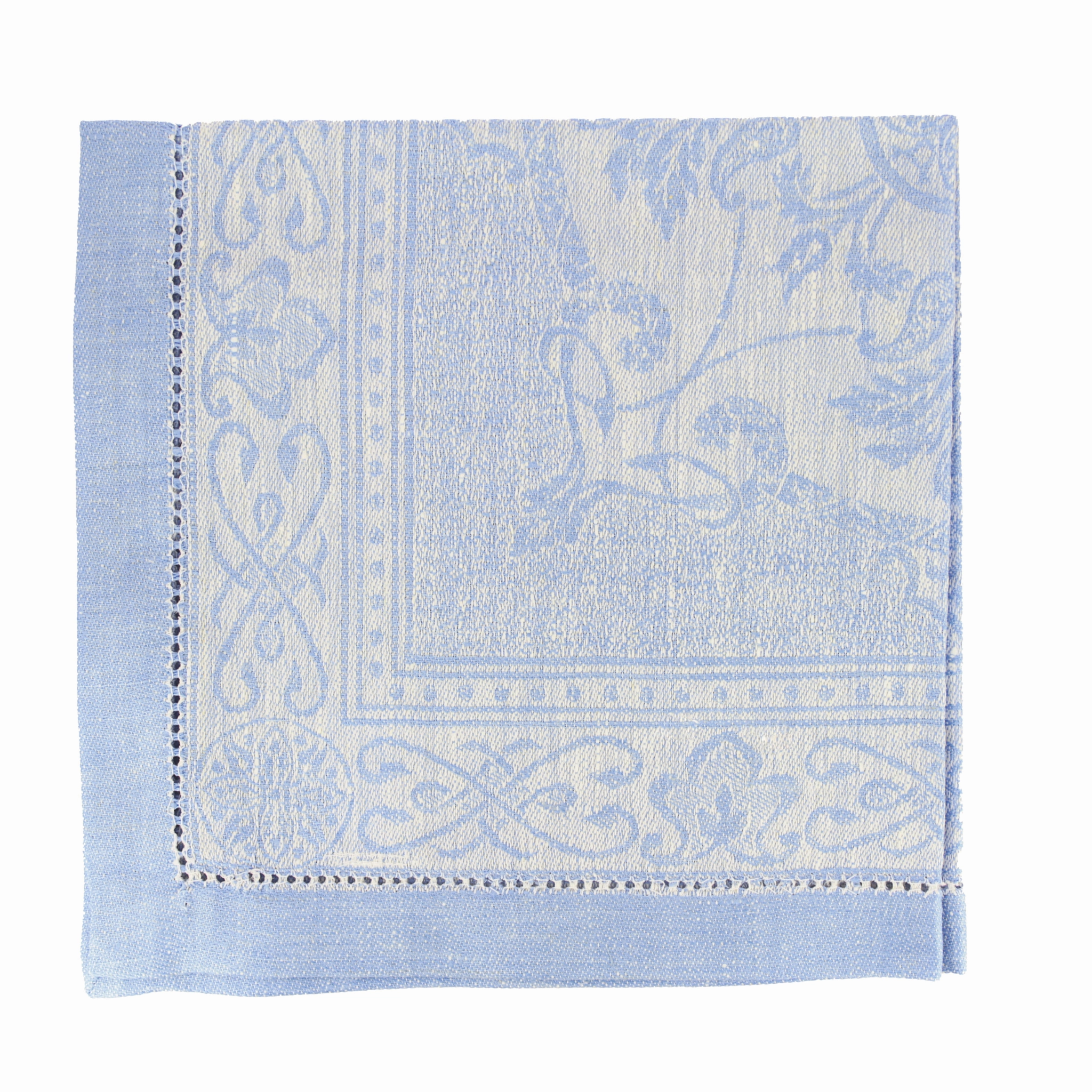Linen Set of 6 Astra Napkins, Ivory and Light Blue
