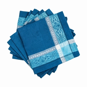 Linen Set of 6 Astra Napkins, Shades of Blue cute desktop display