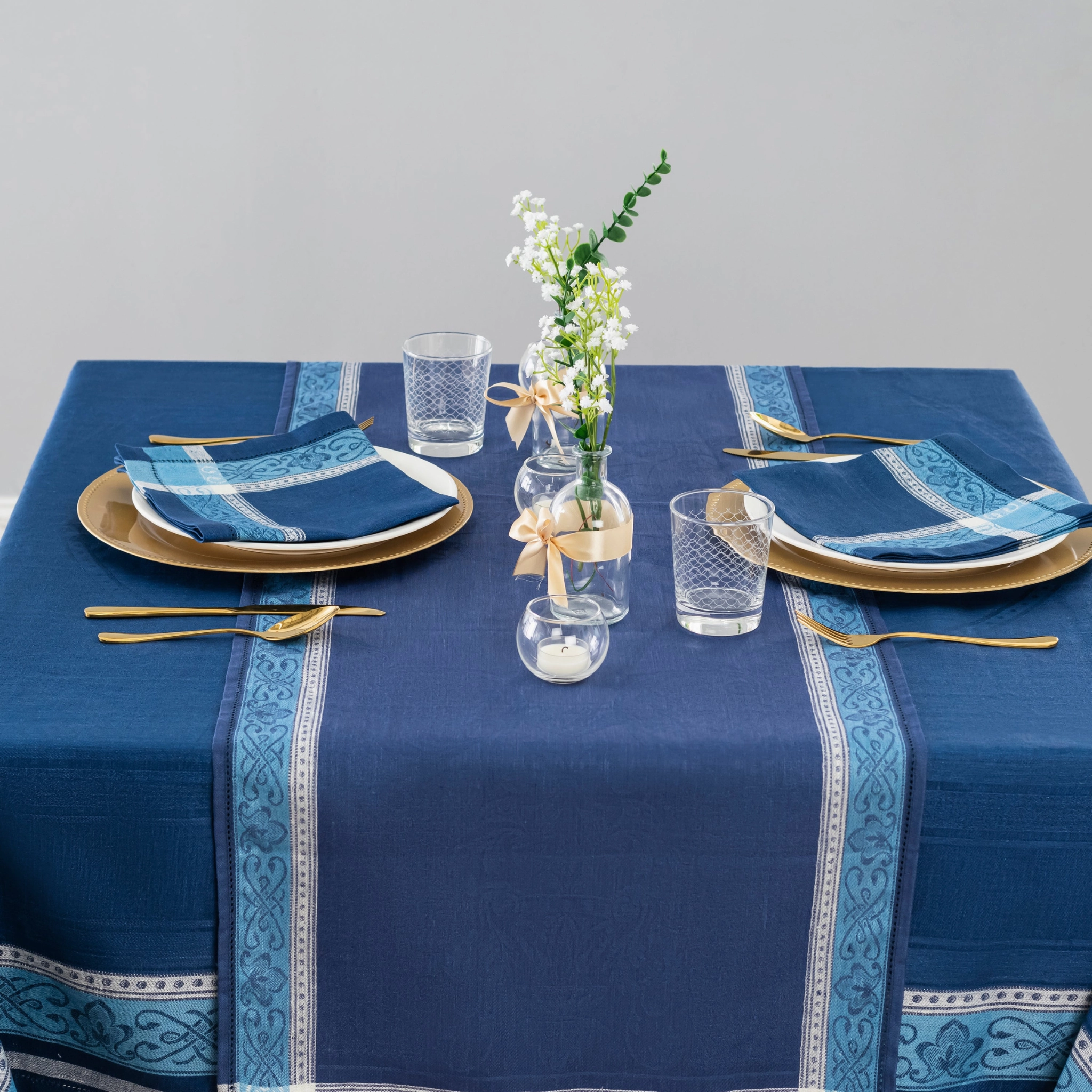 Linen Set of 6 Astra Napkins, Shades of Blue