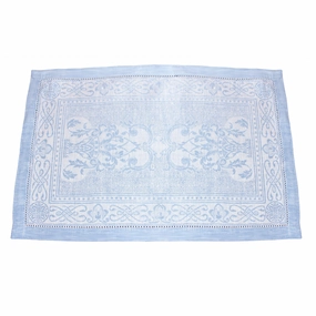 Linen Set of 6 Astra Placemats, Ivory and Light Blue cute desktop display