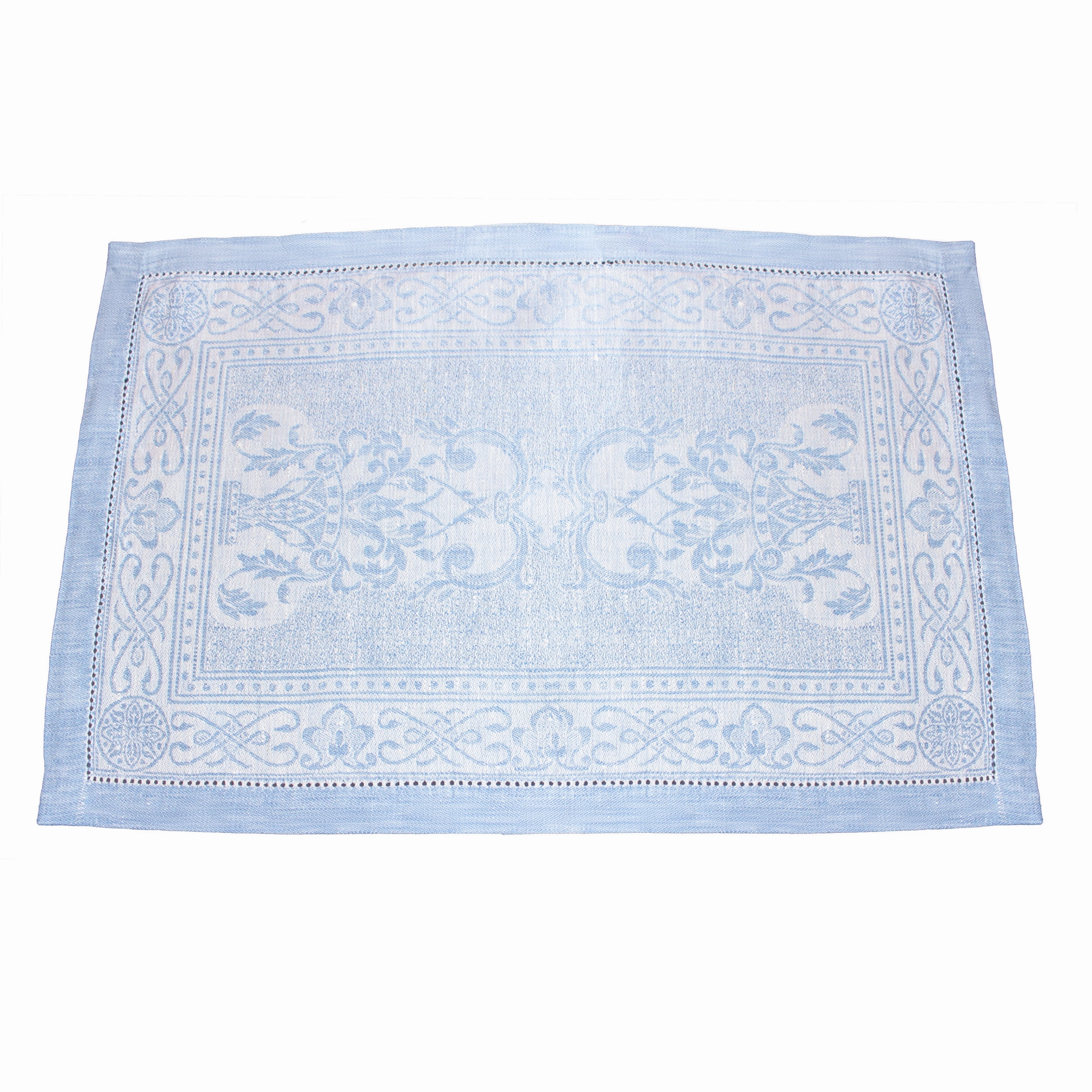 Linen Set of 6 Astra Placemats, Ivory and Light Blue cute desktop display