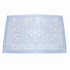 Linen Set of 6 Astra Placemats, Ivory and Light Blue mini desktop sculpture