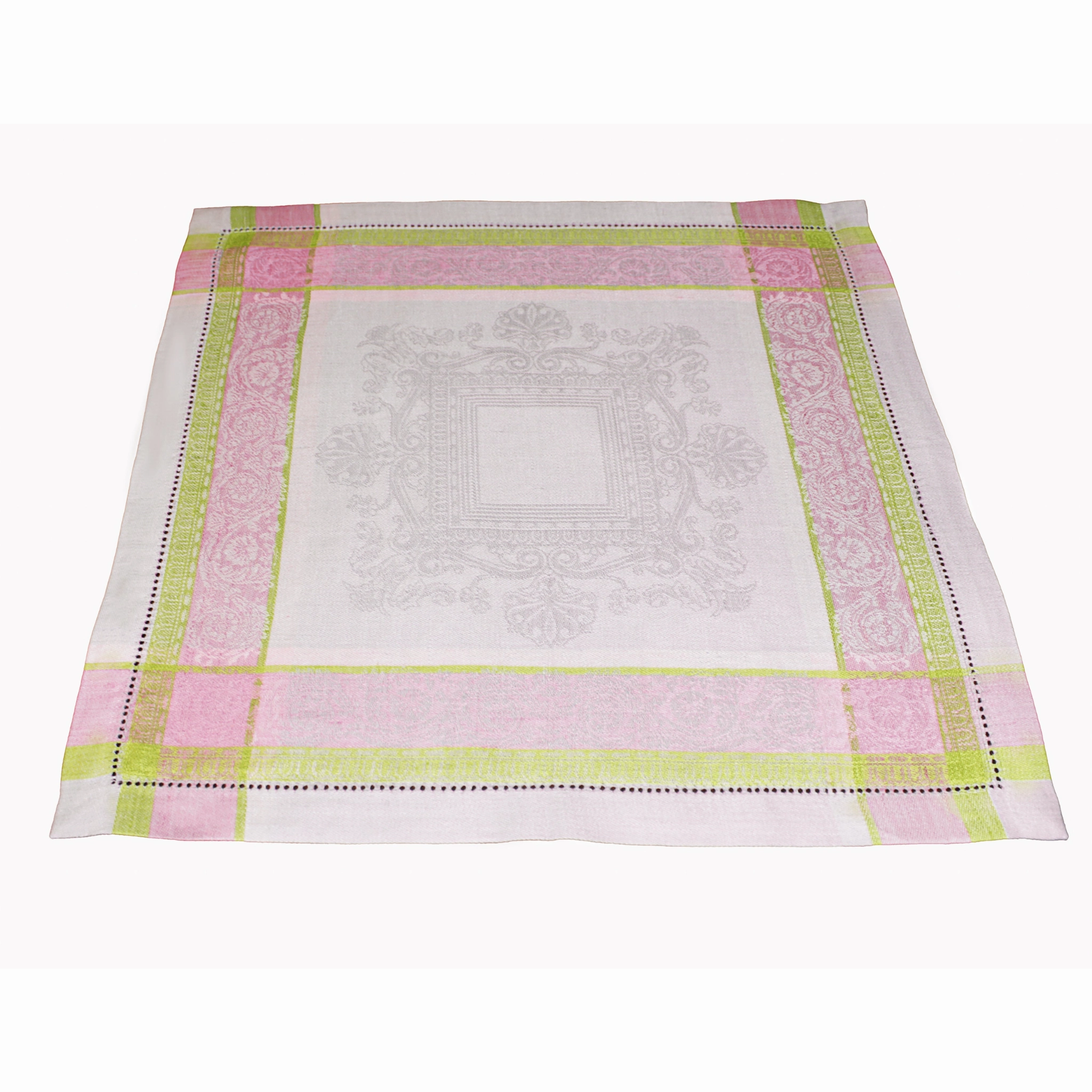 Linen Set of 6 Cleopatra Napkins - Chartreuse, Rose, and Pale Lavender