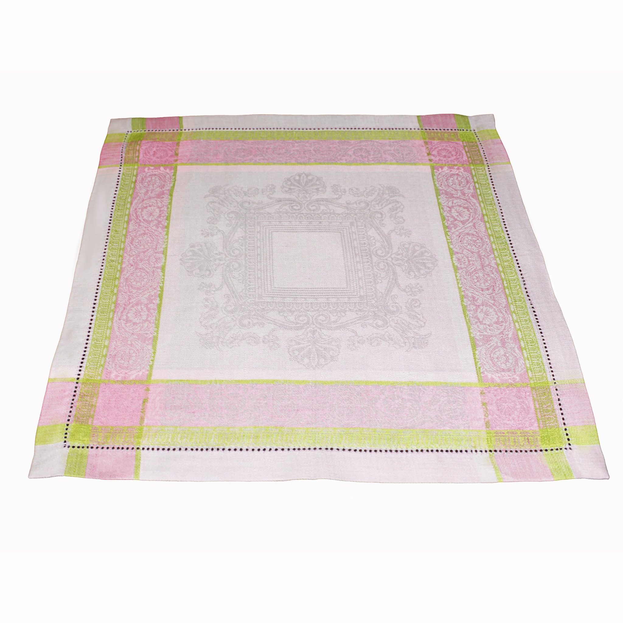 Linen Set of 6 Cleopatra Napkins - Chartreuse, Rose, and Pale Lavender