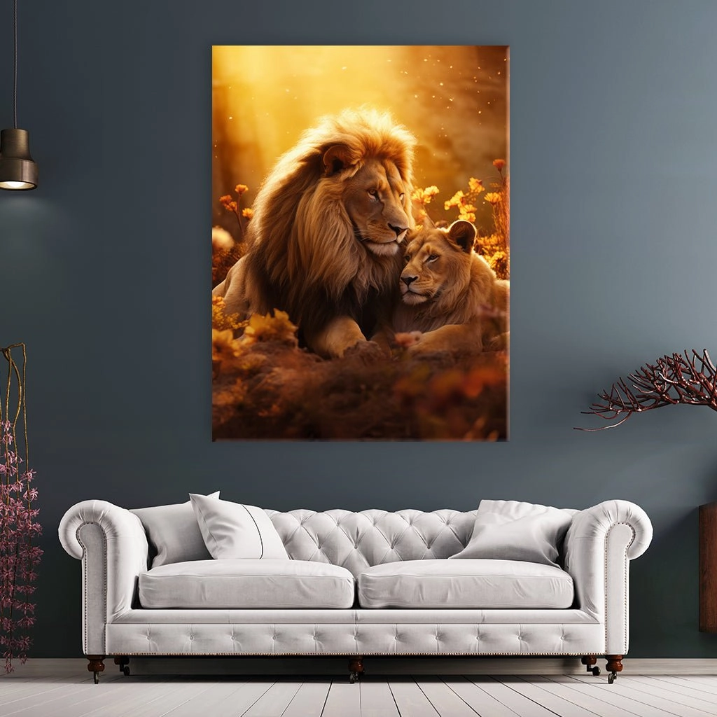 Lion and Lioness Romance by Zenzdesign