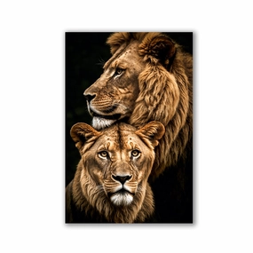 Lion Couple by Adrian Vieriu framed mural artwork