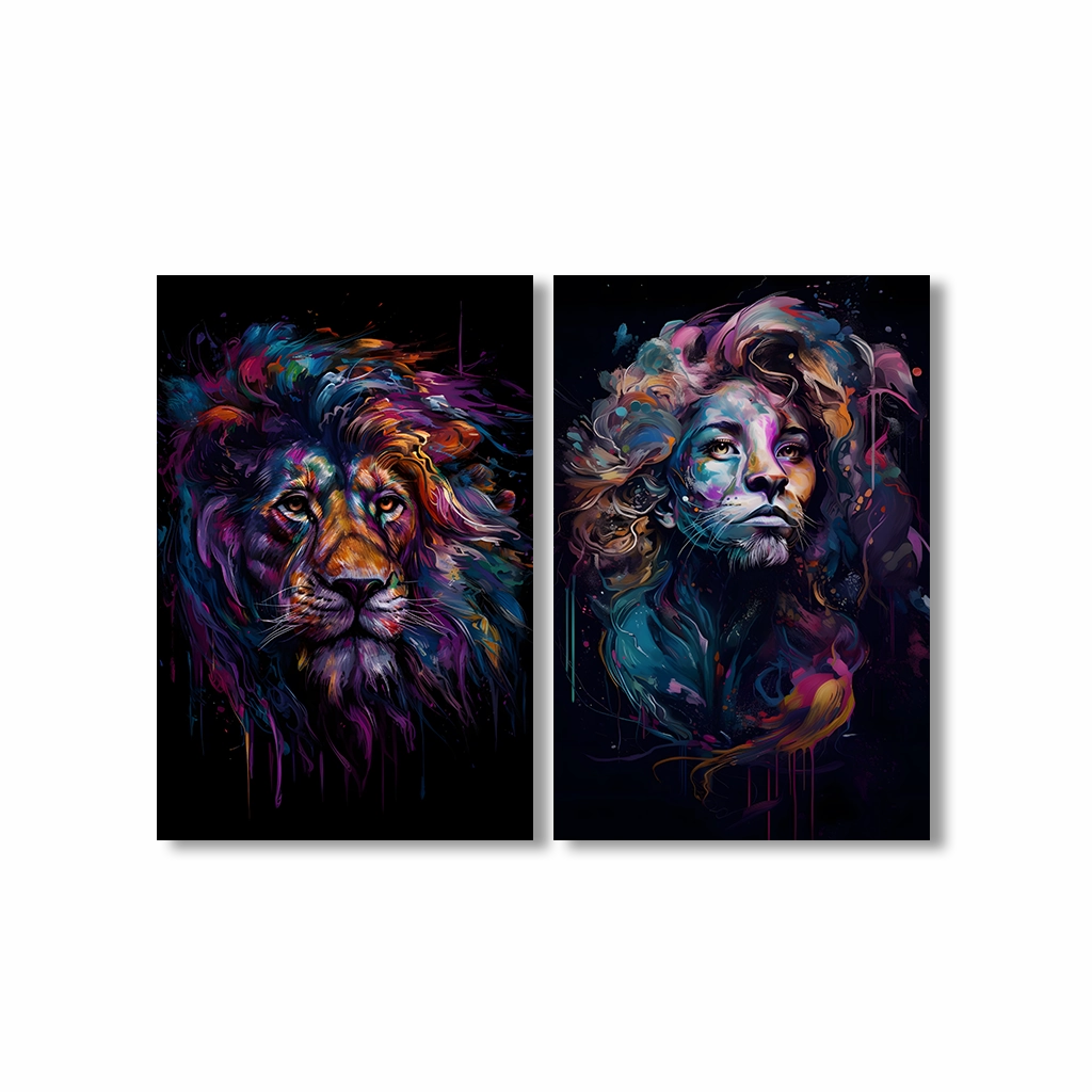 Lion Fusion Art Duo by Juliano de Araujo framed mural artwork