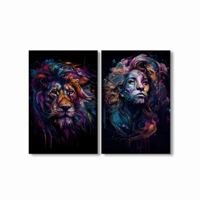 Lion Fusion Art Duo by Juliano de Araujo framed mural artwork