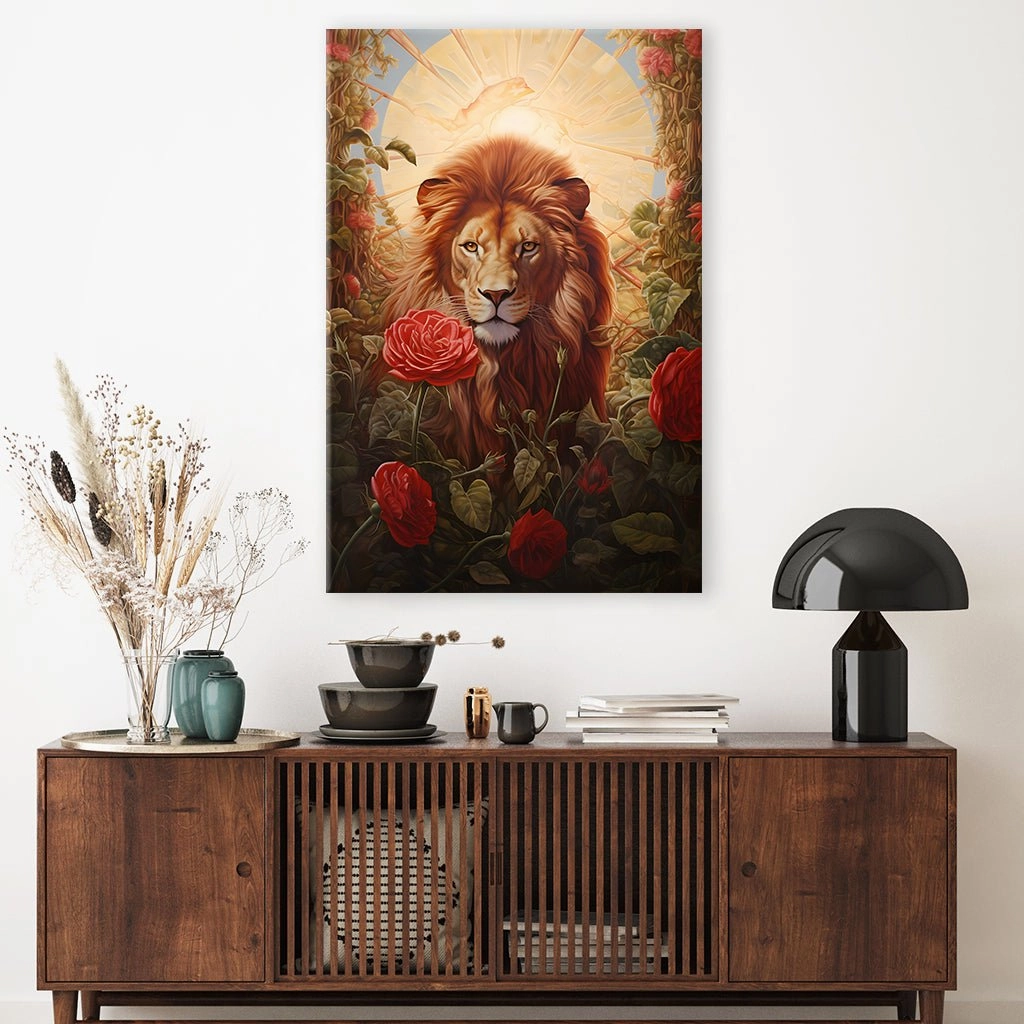 Lion in Roses by Markus Mikolai