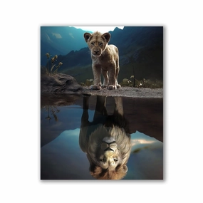 Lion Reflected by Zenzdesign framed mural artwork