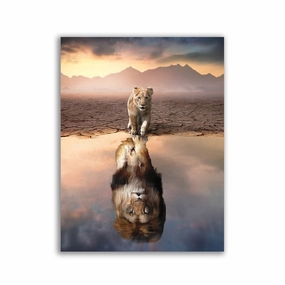 Lion Reflection by Zenzdesign framed mural artwork