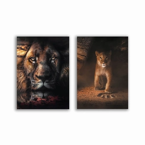 Lion Stars - Duo by Zenzdesign framed mural artwork