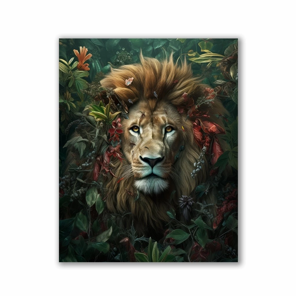 Lion Whimsical by Zenzdesign framed mural artwork