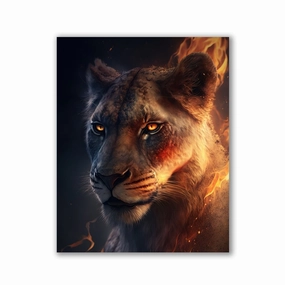Lioness Fire by Zenzdesign framed mural artwork