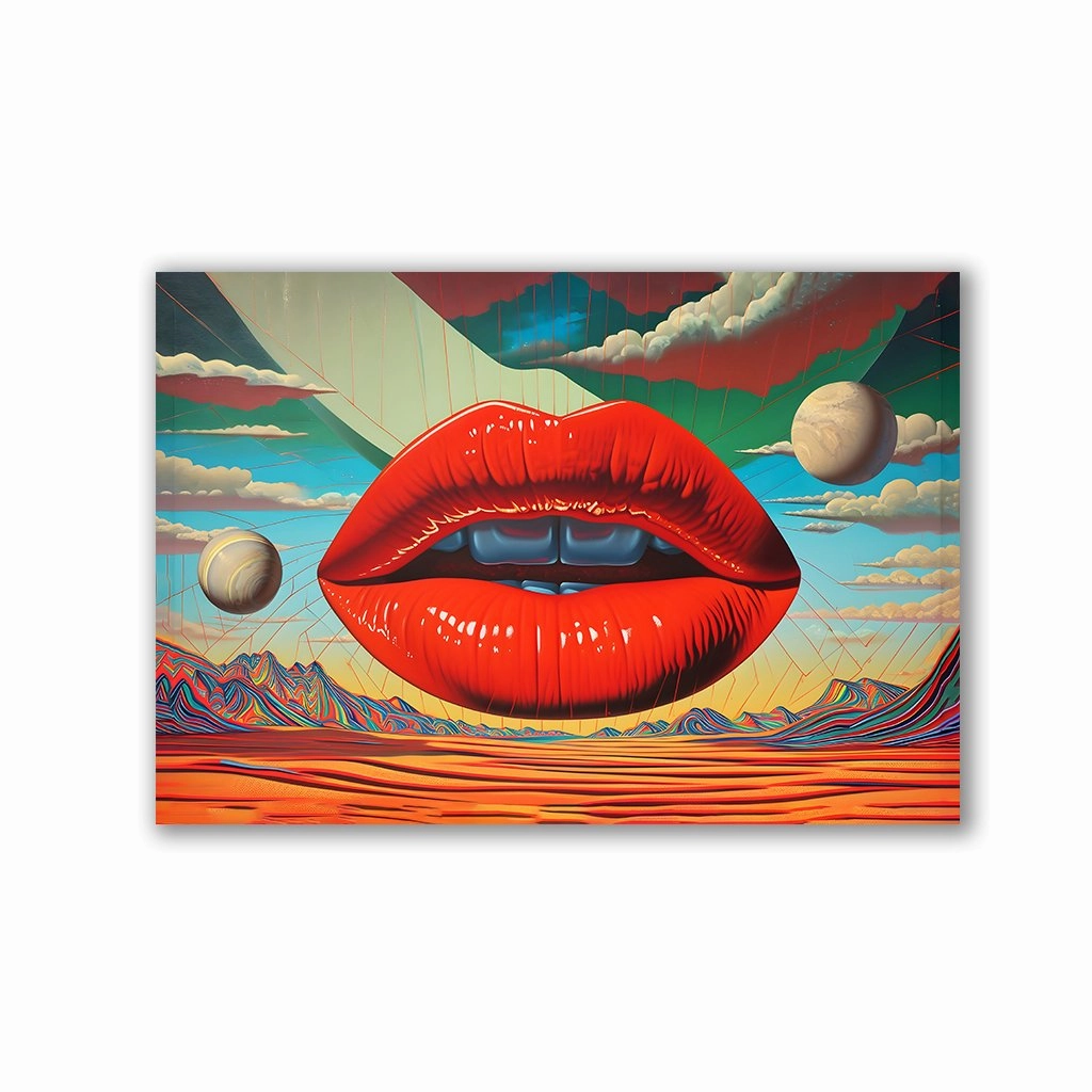Lips Abstract by Rosa Piazza framed mural artwork