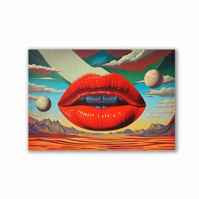 Lips Abstract by Rosa Piazza framed mural artwork