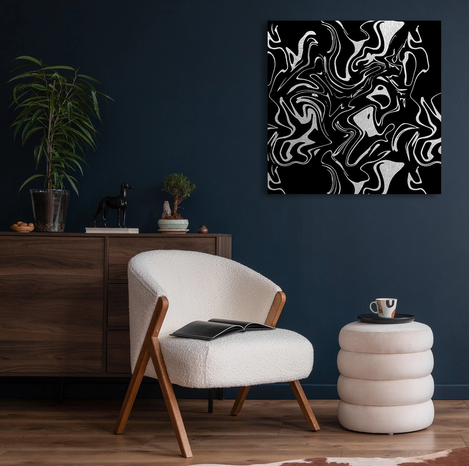 Liquid Swirl Silver on Acrylic