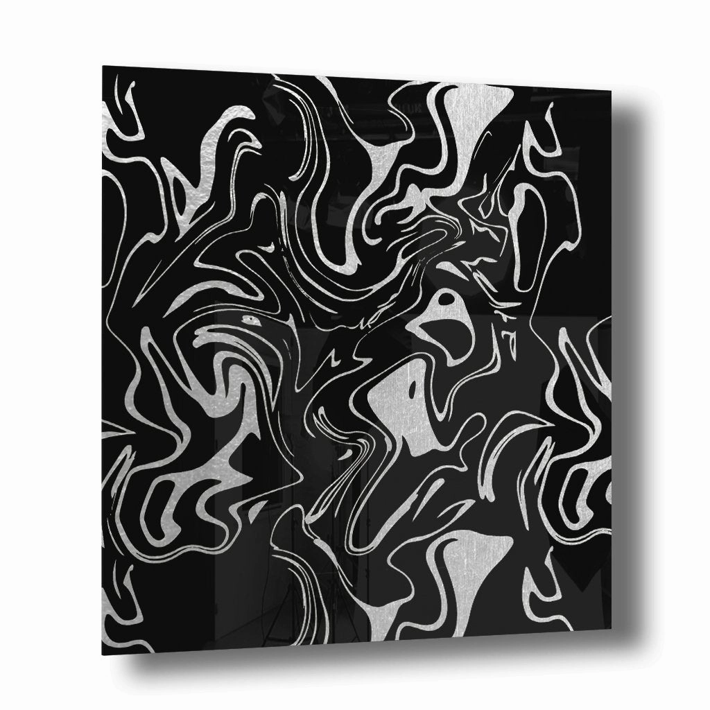 Liquid Swirl Silver on Acrylic framed mural artwork
