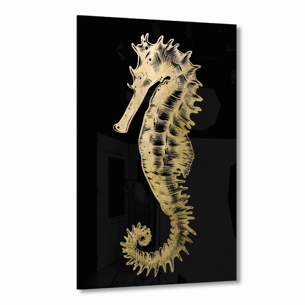 Little Seahorse Gold on Acrylic framed mural artwork